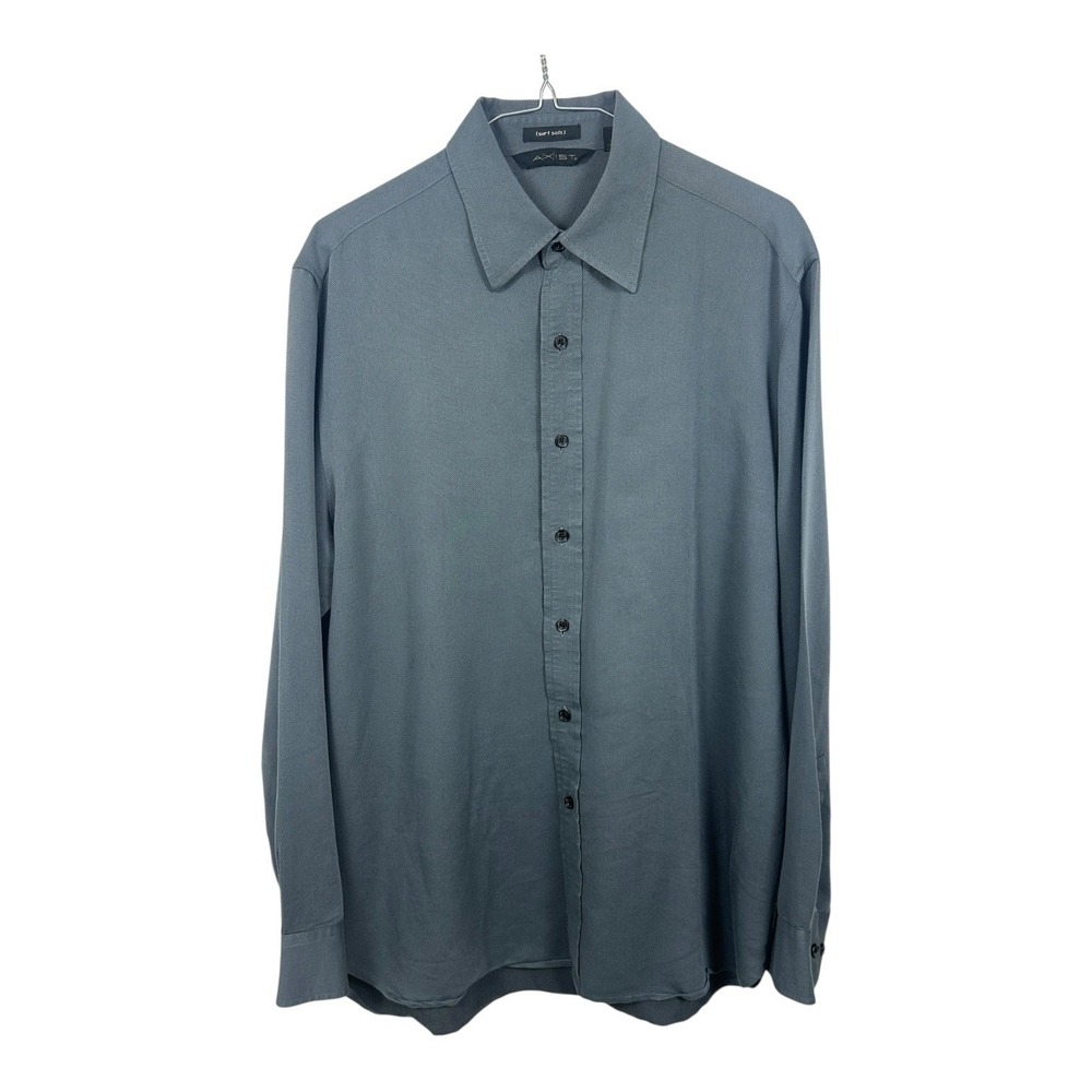 AXIST Surf Soft Button-Down Shirt Gray Textured Long Sleeve Size M